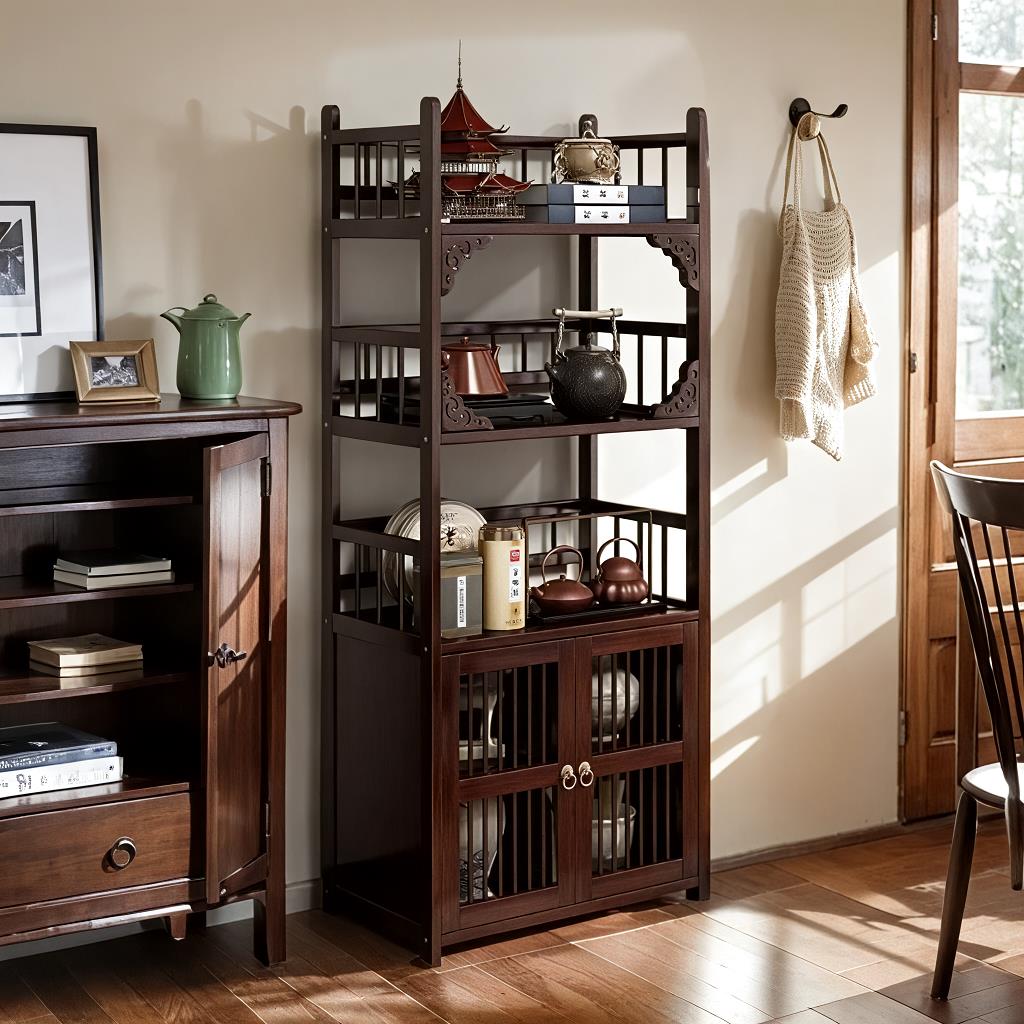 餐边柜靠墙一体储物柜新中式茶水柜多功能置物架客厅家用茶叶架子