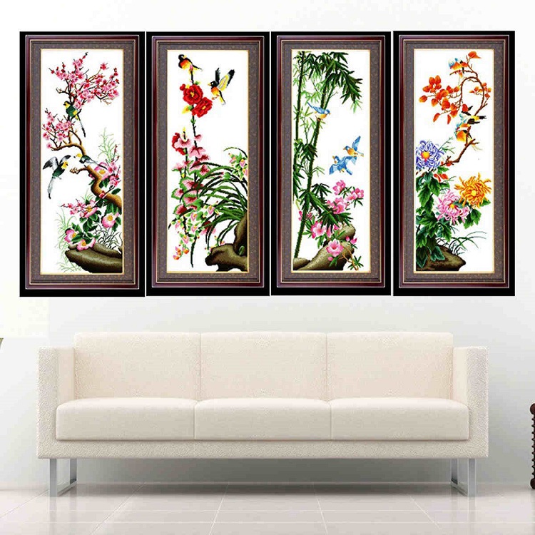 梅兰竹菊四联大气风新款十字绣