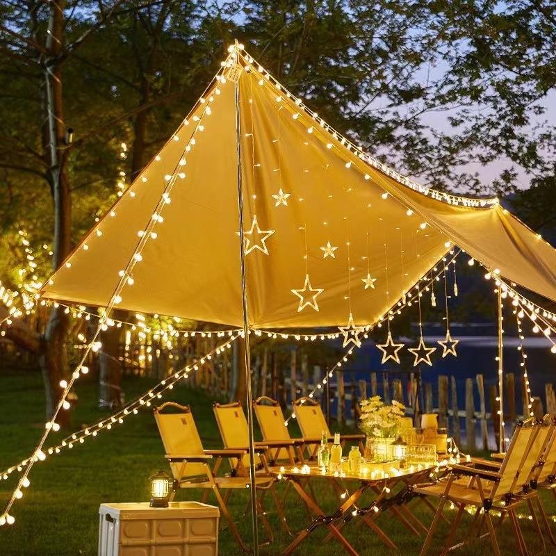 帐E外D磨砂小圆球串JKA灯 户露营篷氛围灯串天幕凉棚装饰小球L泡