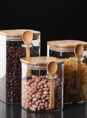 Sealed square pyretic glass container coffee bean storage co