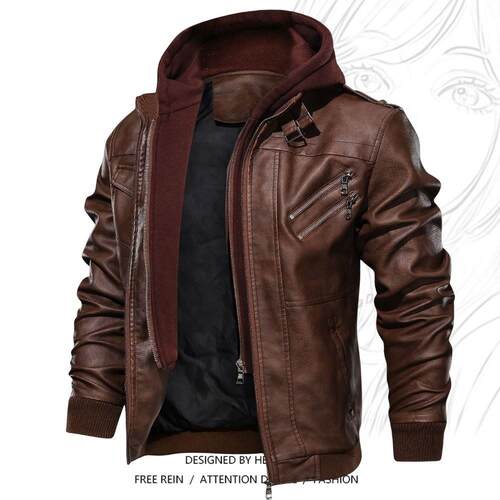 leather jacket men hoodies 男 military jacket pu皮衣男加厚新