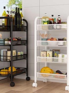 Kitchen storage rack belt wheel mobile trolley storage rack&