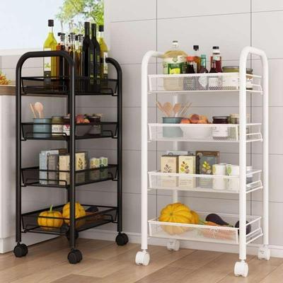 Kitchen storage rack belt wheel mobile trolley storage rack&