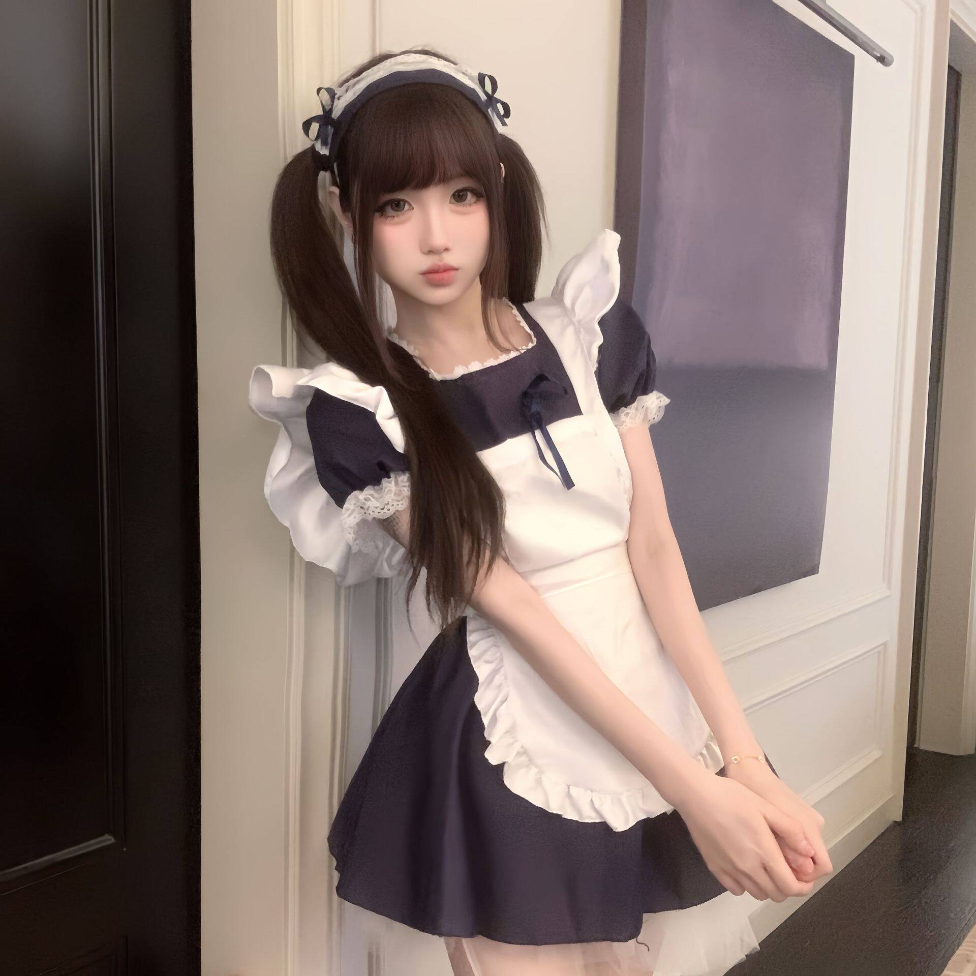 甜美日系女仆洛丽塔围裙套装