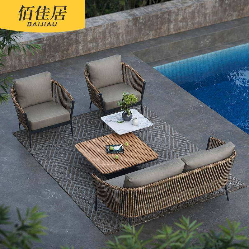 户外藤编沙发组合庭院室外别墅花园阳台露天酒店茶几藤椅防水家具,住宅家具,户外沙发,淘宝优惠券,粉丝福利购,淘宝优惠卷