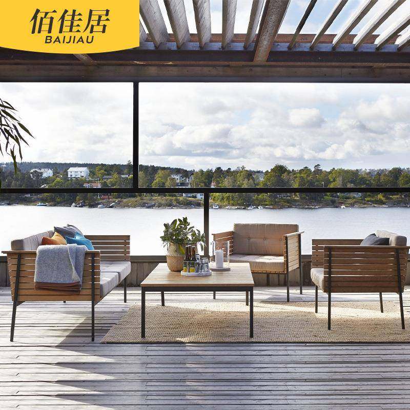 户外休闲北欧柚木沙发组合茶几长桌单人双人方桌防水防晒别墅庭院,商业/办公家具,商用藤编家具,淘宝优惠券,粉丝福利购,淘宝优惠卷