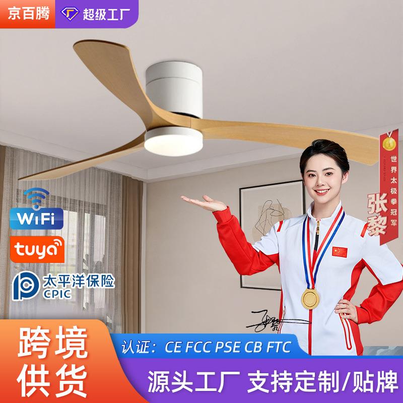 新款客厅智能风扇灯北欧简约餐厅卧室吊扇灯家用变频大风力电扇灯