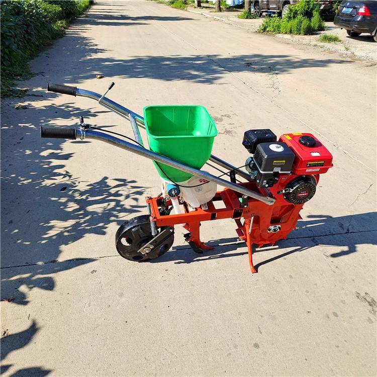 四轮牵引玉米精播机手推汽油播种机农用小型独轮耘播机