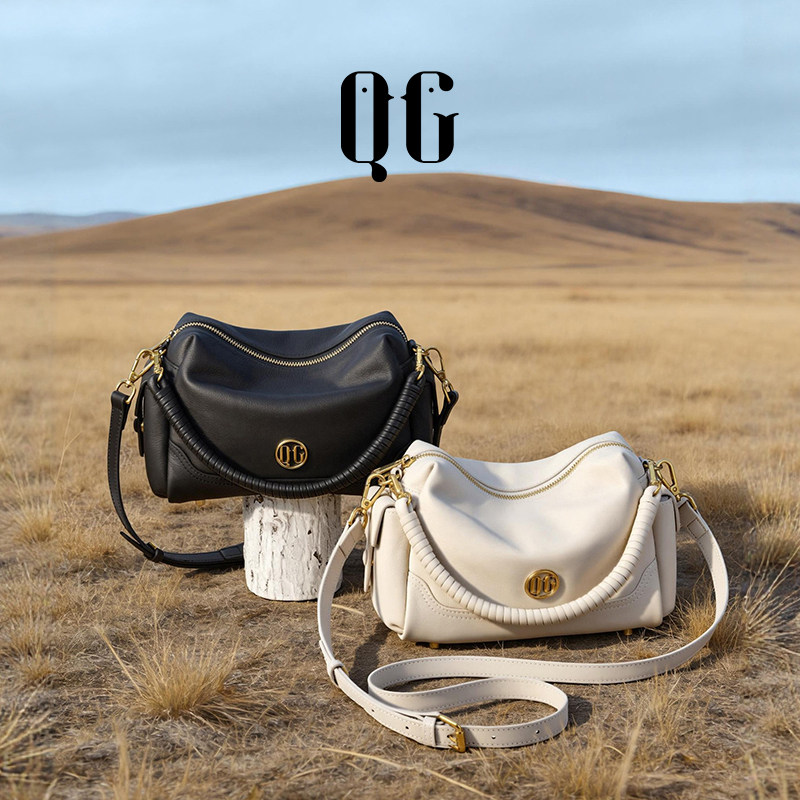 【新年礼物】QG枕头包女2026新款头层牛皮斜挎包轻奢大容量包包女
