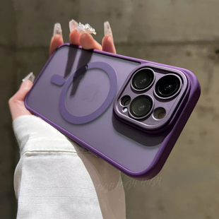 全包12保護套男女plus 自帶鏡頭膜磨砂磁吸充電適用16系列iphone15promax手機殼蘋果14proMax簡約高級13新款