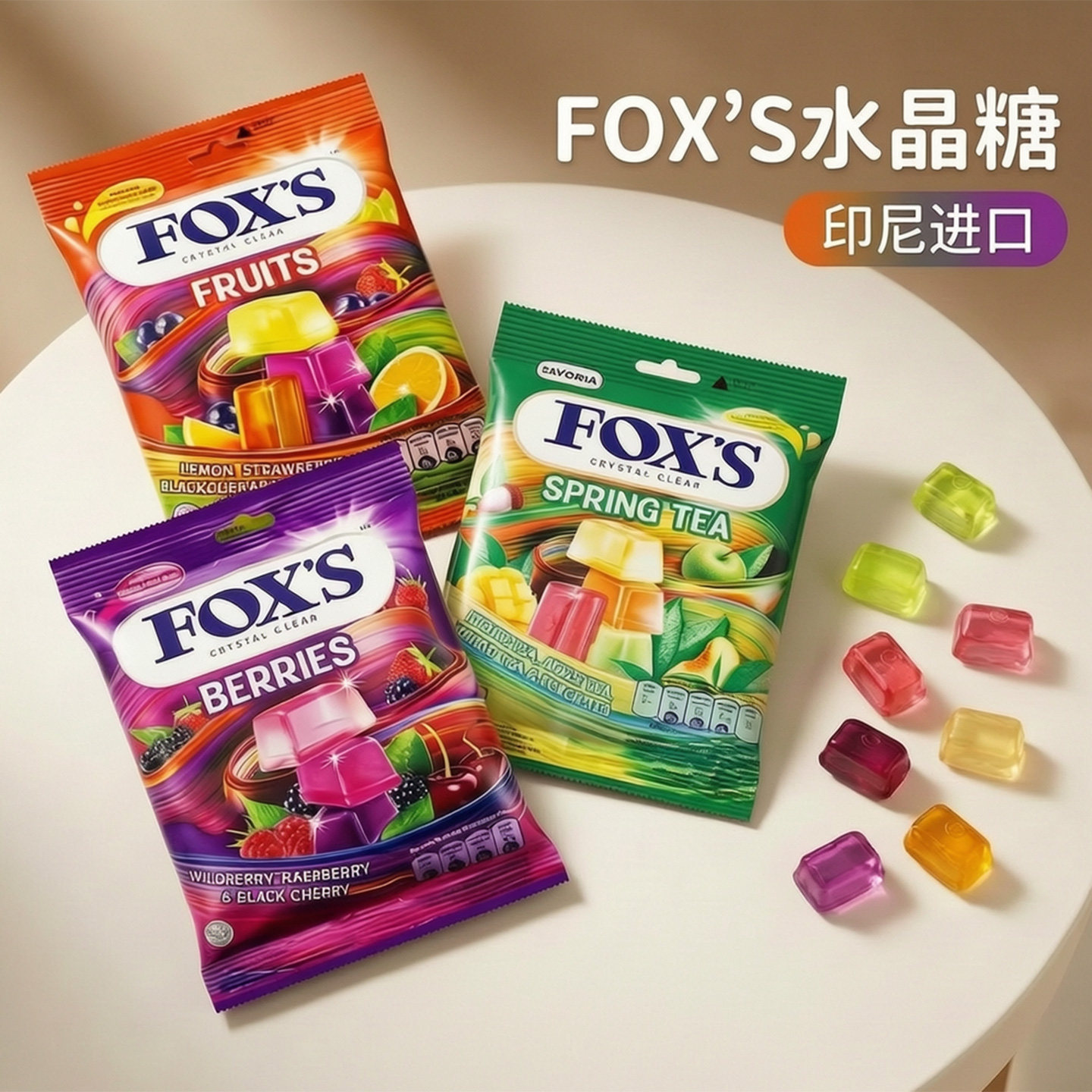 【正品很划算】FOX'S霍士水晶糖印尼进口果汁糖果网红硬糖喜糖果