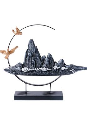 假山水新中式家居客厅书房电视酒柜小摆件茶办公室禅意装饰工王金