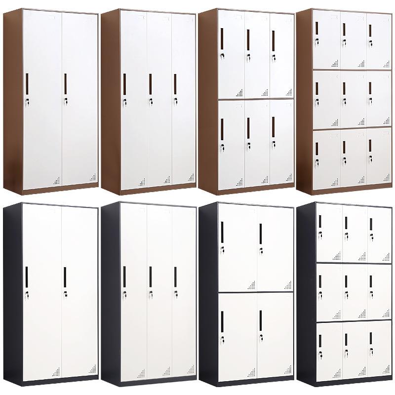 杭州钢制套色更衣柜铁皮员工存包柜带锁加厚咖色灰色储物柜多门柜