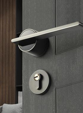 分体门锁黑色室内卧室磁吸静音房间木门锁家用通用型现代简约锁具