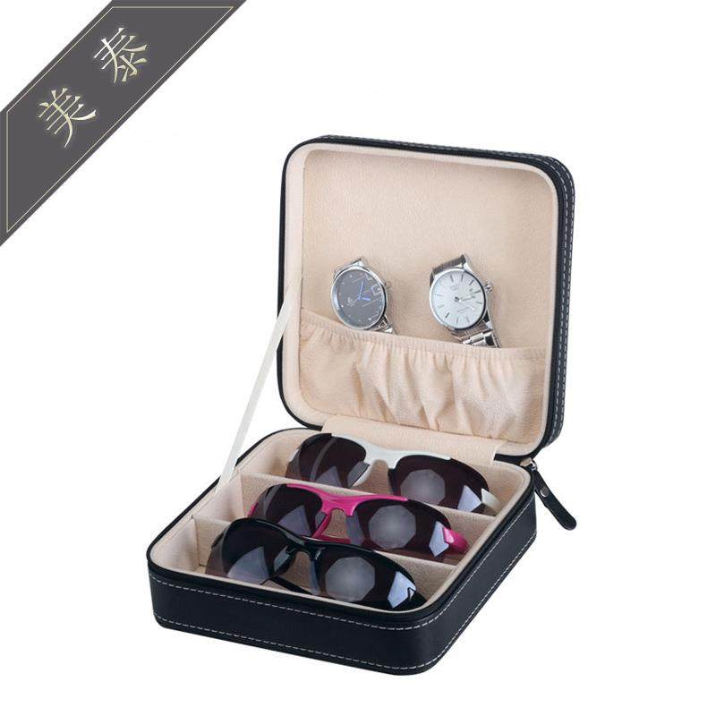 3格眼镜收纳盒黑色鸵鸟纹pu皮革眼镜盒太阳镜戒指耳环收纳盒,包装,首饰包装,淘宝优惠券,粉丝福利购,淘宝优惠卷