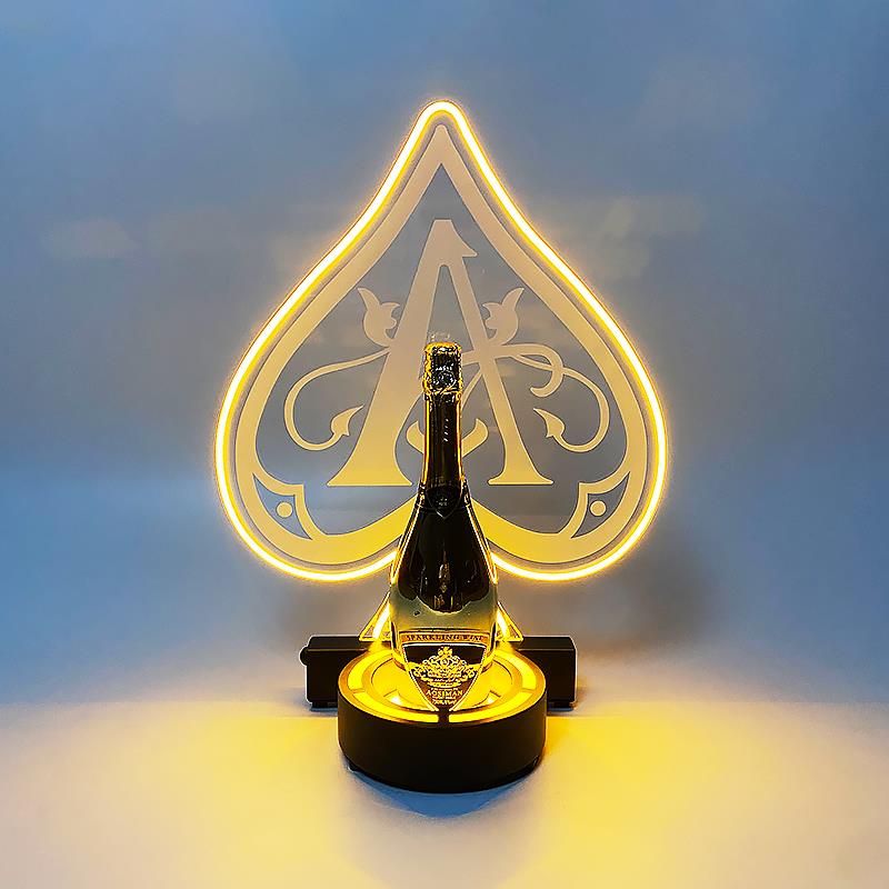 新品黑桃A酒座可定logo酒吧KTV香槟王铁艺酒托洋酒发光酒架霓虹灯