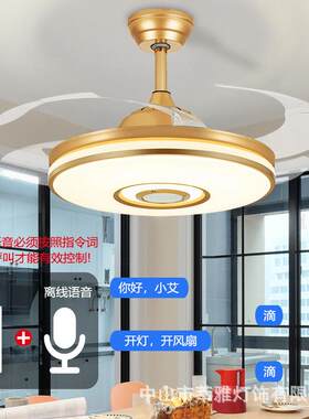 变频蓝牙音响隐形风扇灯客餐厅吊扇灯卧室家用吸顶一体带电扇吊灯
