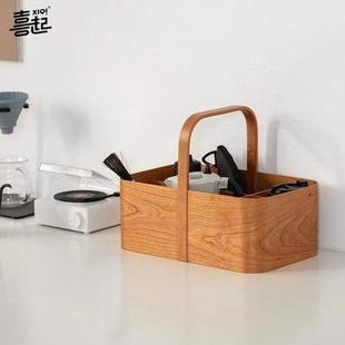夏克盒空间装 饰软胡桃木盒收纳盒黑摆件野餐篮子茶具茶手提杂物