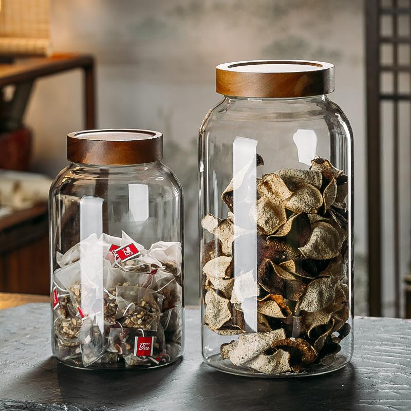 陈皮储存罐专用大号玻璃密封罐茶叶药材商用展示罐收纳瓶家用防潮