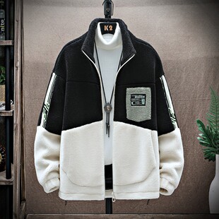 颗粒绒外套 熊猫色拼色ins风国潮情侣款 2197 新款 美立森冬季