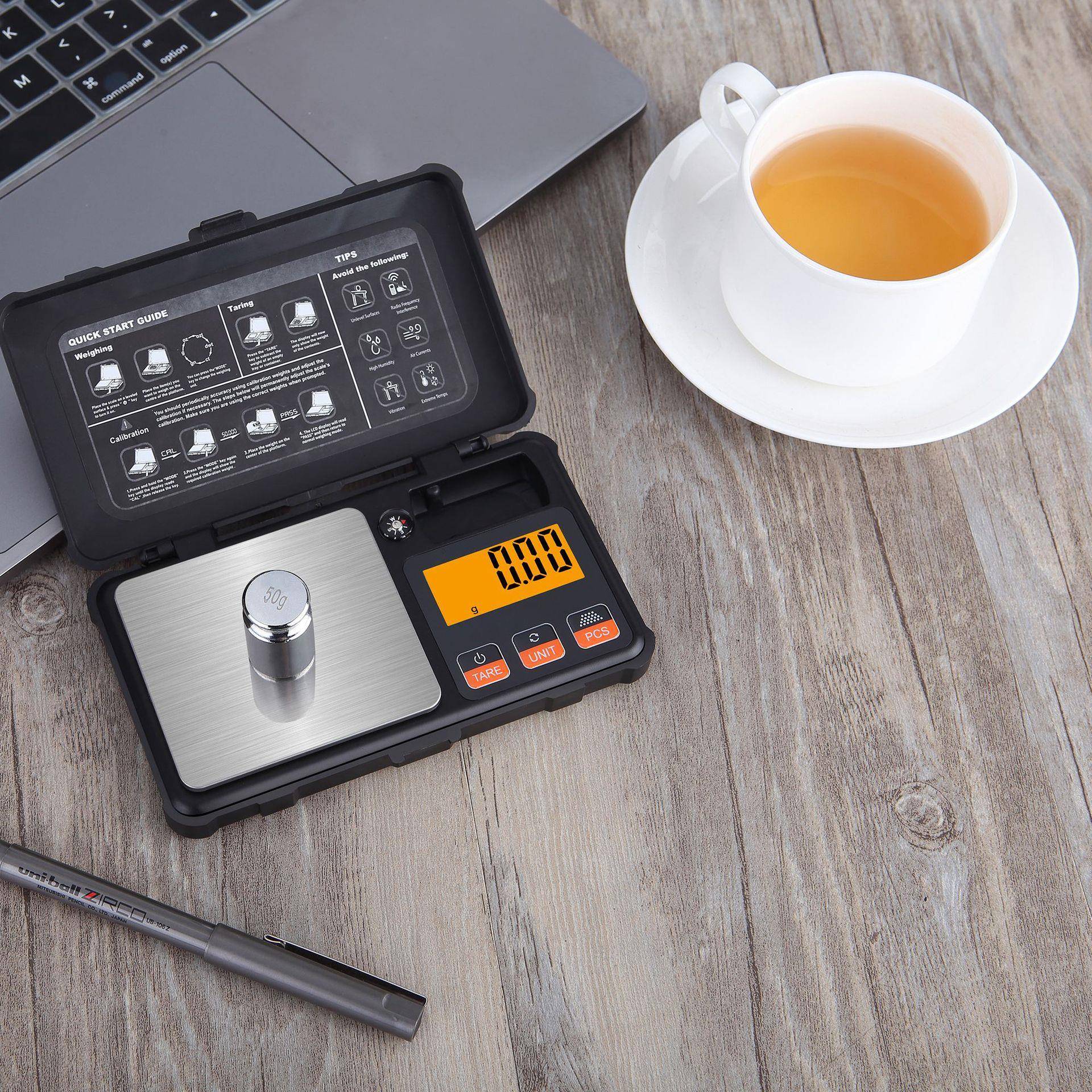 跨境迷你工具盒便携精准克称口袋珠宝秤0.01g烘焙药材称重电子秤