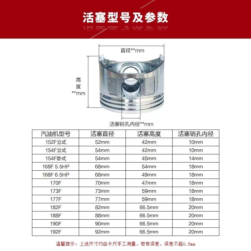 汽油发电机配件152F168F170F177F188F190F192F活塞系列汽油机配件