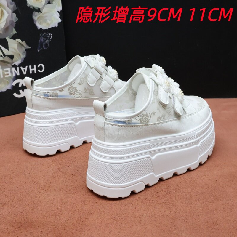 网纱透气厚底内增高包头凉拖女