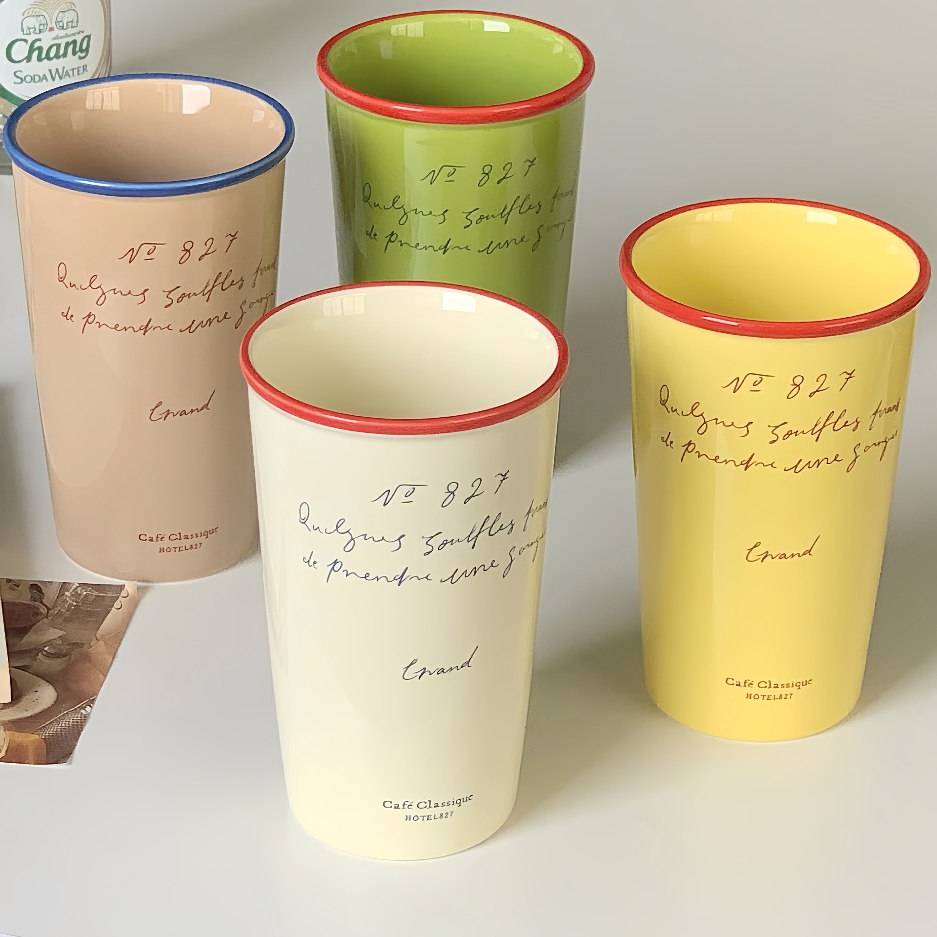 德国红直筒水杯in高颜值马克杯大容量咖啡杯果汁杯酸奶杯情侣杯子