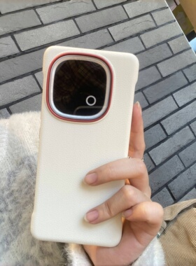 红色镜头圈无边框适用oppoReno14手机壳iqooz10Turbo皮纹肤感iQOO13超薄一加13T散热ACE5荣耀power小米14/15U