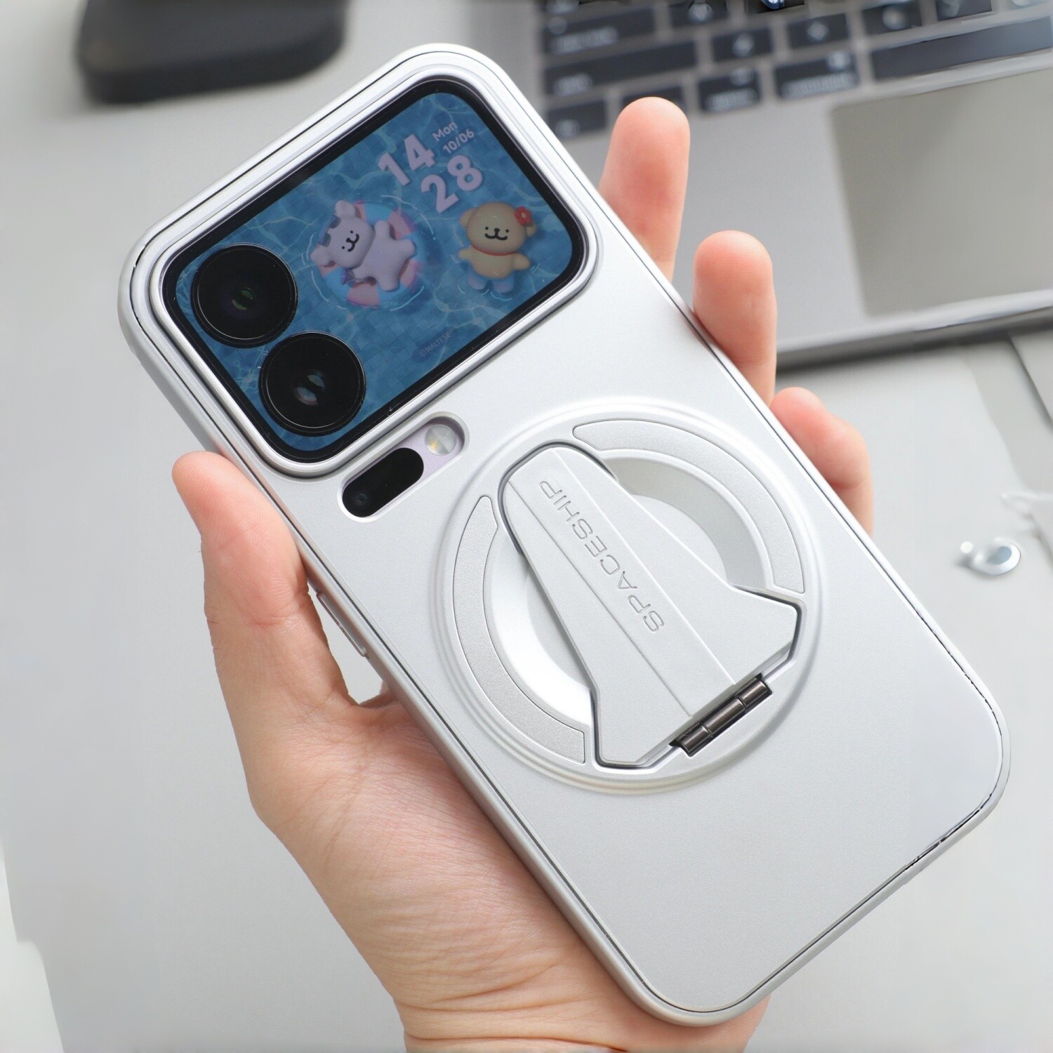 电镀银白飞行器磁吸支架适用小米17promax手机壳磨砂15spro创意个性14男女款红米K80至尊版K70e防指纹高级感