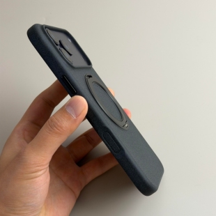 岩砂黑色磁吸旋转支架适用苹果17promax手机壳iPhone16p磨砂mate80promax防指纹mate70/60pro+荣耀500/magic8