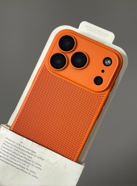 超薄肤感散热网孔适用华为mate80promax手机壳Pura70ultra橙色mate60pro+男nova14/13/12女小米15红米K90/K80