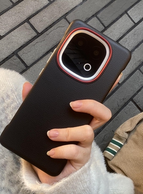 红色镜头圈无边框适用iQOO13手机壳iqooz10Turbo皮纹肤感oppoReno14超薄一加13T散热ACE5荣耀power小米14/15U