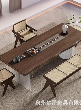 新中式实木大寂板茶MZ00652桌椅全套佗风泡茶桌组家用功夫茶台极