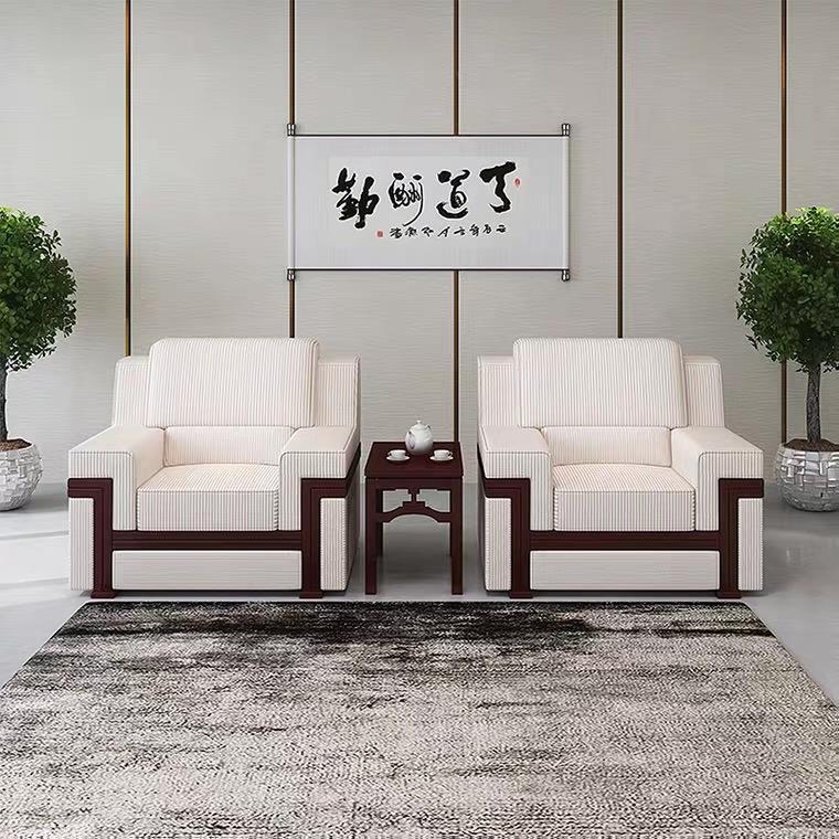 贵宾接待会议沙发现务代艺实木440会客商办公洽谈单人布位茶几室
