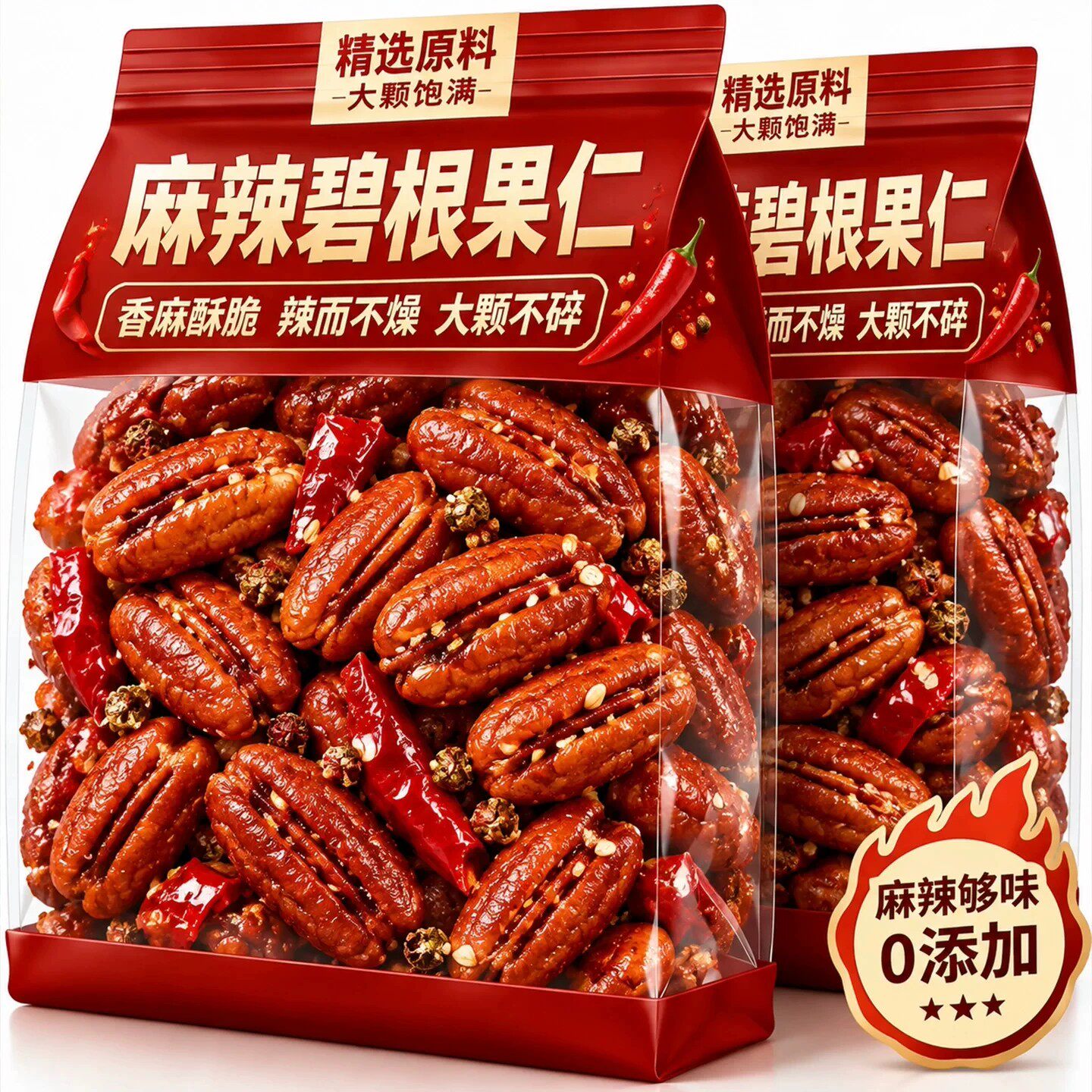 川渝口味麻辣碧根果仁辣味长寿果仁香大颗粒辣味坚果零食山核桃仁