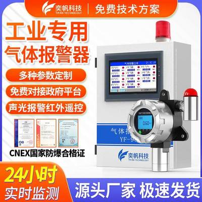 奕帆防爆工业气体报警器固定式一氧化碳硫化氢氧气浓度泄露检测仪