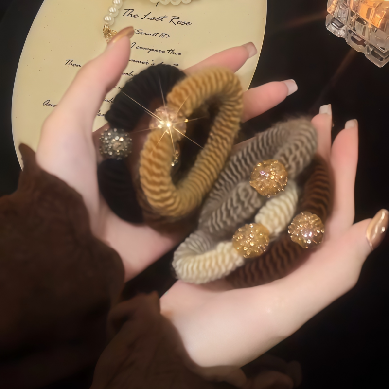 美拉德高级感加粗高弹闪钻发绳女不伤发大肠发圈精致春夏百搭头饰