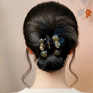 日常低丸子头盘发小抓夹发饰2025新款高级感后脑勺夹子头饰发夹女