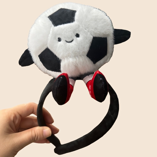 创意可爱足球毛绒公仔发箍超萌卡通发卡球赛搞怪头箍拍照表演头饰