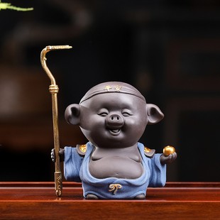 二师兄猪八戒茶宠摆件精品紫砂可养茶玩招财家居摆设可爱茶具配件