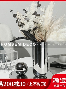 轻奢现代客厅镜面圆形托盘茶几收纳样板房间会酒柜氛围感软装摆件