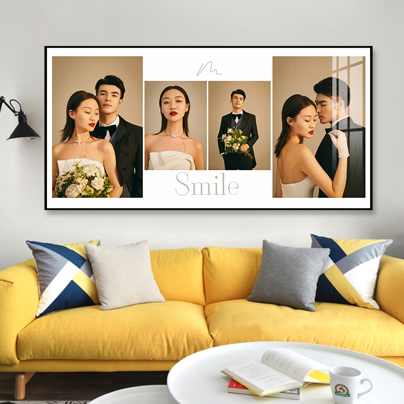 影楼婚纱照放大相框挂墙定制卧室水晶床头客厅全家福结婚照片制作