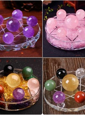 天然原石打磨七彩紫白粉黄黑绿红蓝水晶球七星阵摆件客厅玄关家居