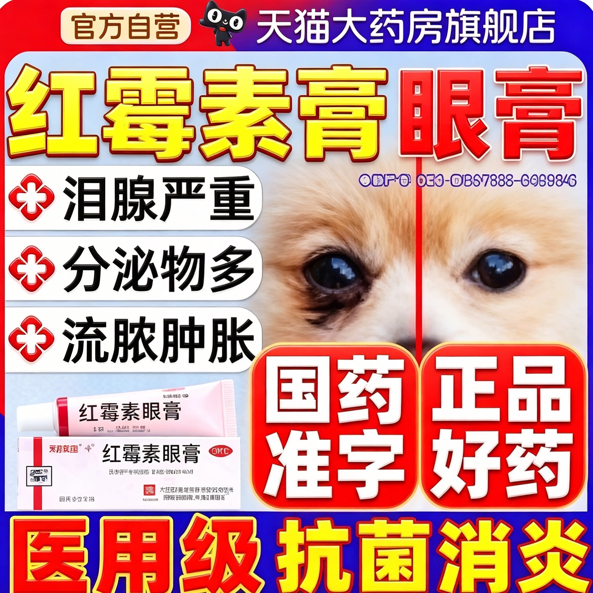 【何济公】红霉素眼膏0.5%*2.5g*1支/盒图片