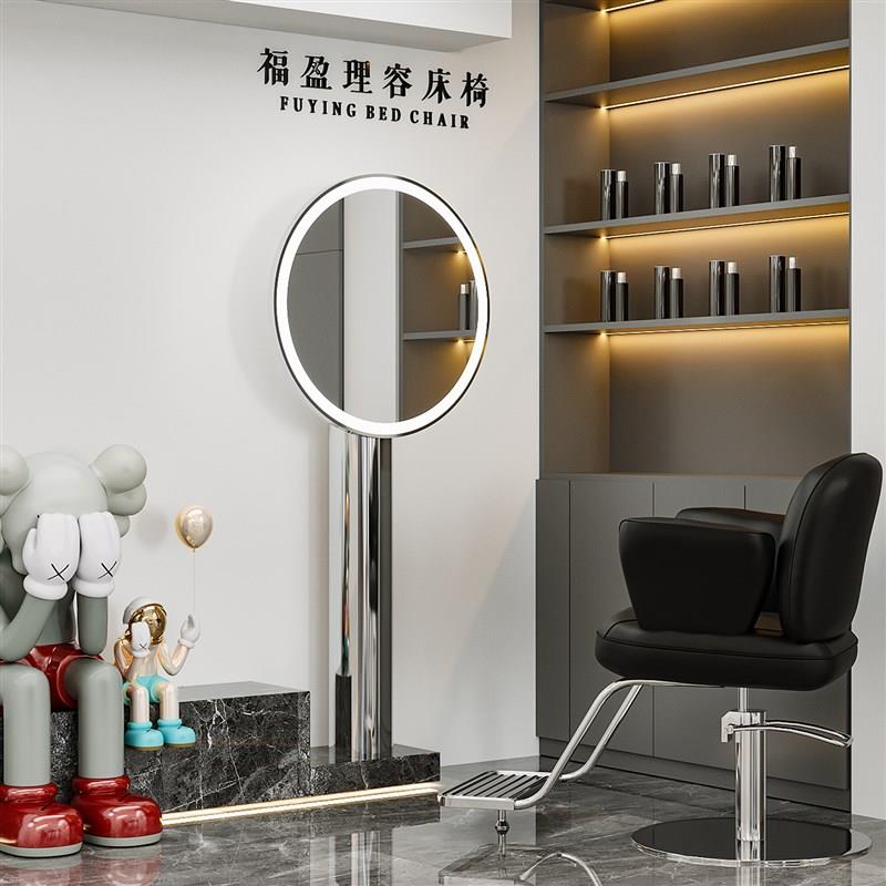 新款潮店理髲店镜台发廊专用烫染区美发店美发镜子双面落地镜高档