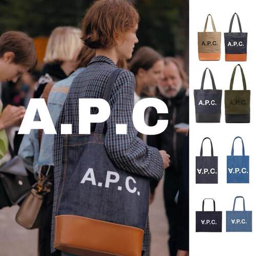 韩国新款APC牛仔拼接帆布包大容量学生通勤帆布袋单肩手提托特包