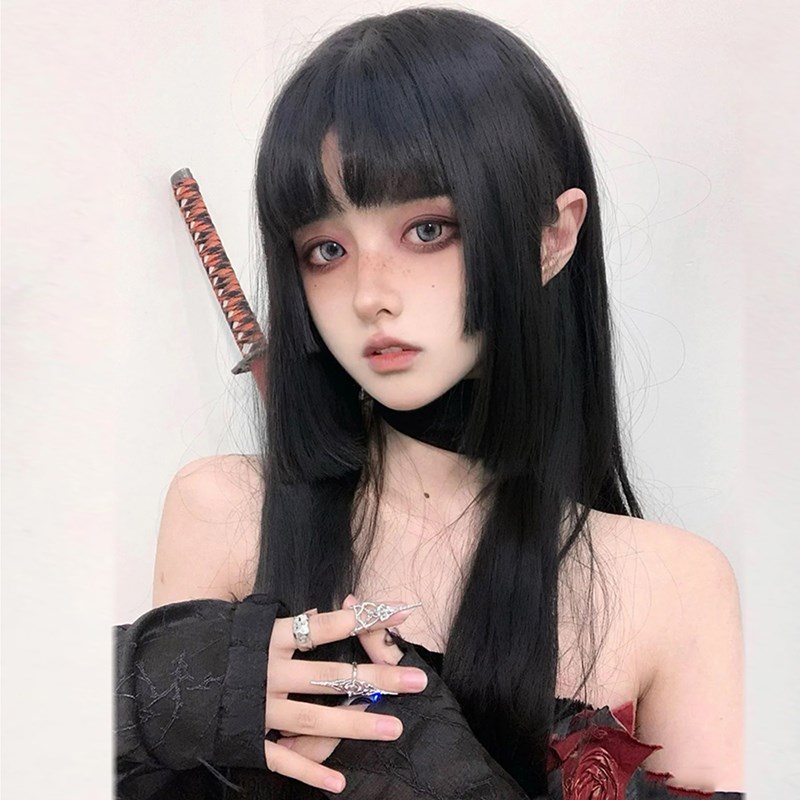 公主切假发全头套女长发日系姬发黑长直发lolita两刀切水母头