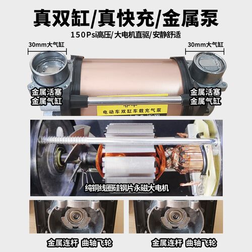 电动车充气泵48v60v72v84v通用电瓶三轮车打气泵便携式真空胎充气