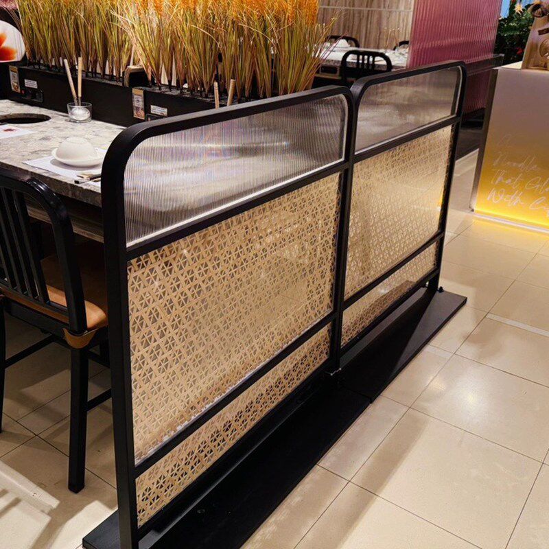 餐厅商用现代简约竹编屏风移动格挡火锅店面馆中式风亚克力矮隔断